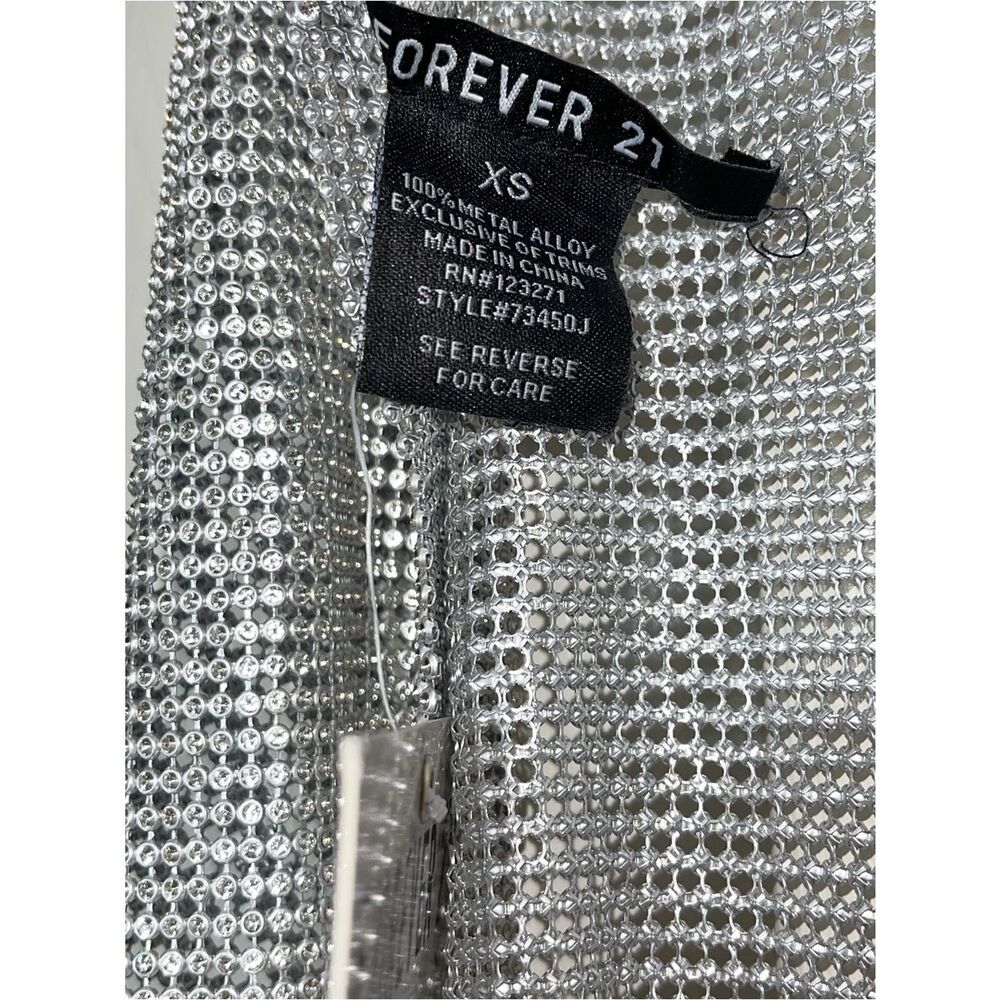 NWT Forever 21 silver rhinestone backless cropped top size xs - Picture 4 of 7